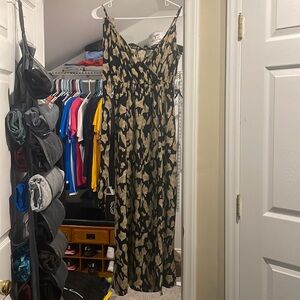 Black and Tan Floor Length Cocktail Dress